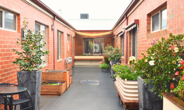 Outdoor courtyard walkway